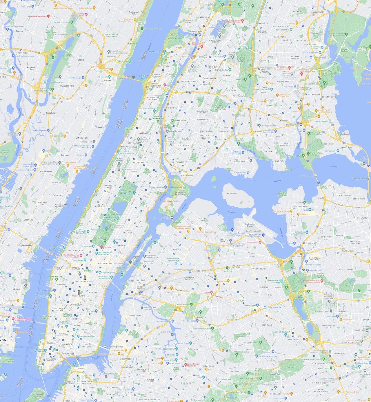 New York City Map with GeoGrid overlay